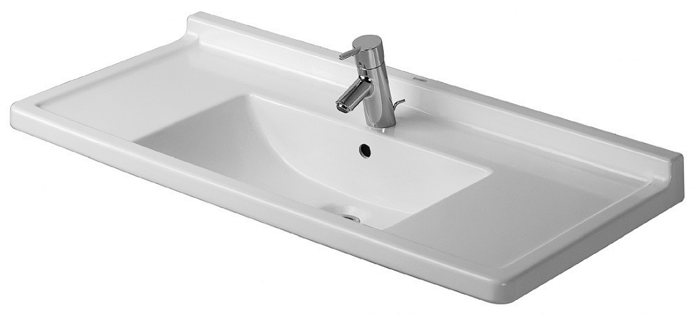 Duravit Starck 3 lavabo 105x48.5 cm rectangulaire classique-de meuble-avec plateau blanc 0304100000