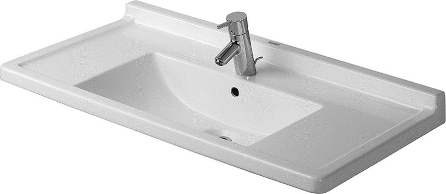 Duravit Starck 3 lavabo 85x48.5 cm rectangulaire classique-de meuble-avec plateau blanc 0304800000