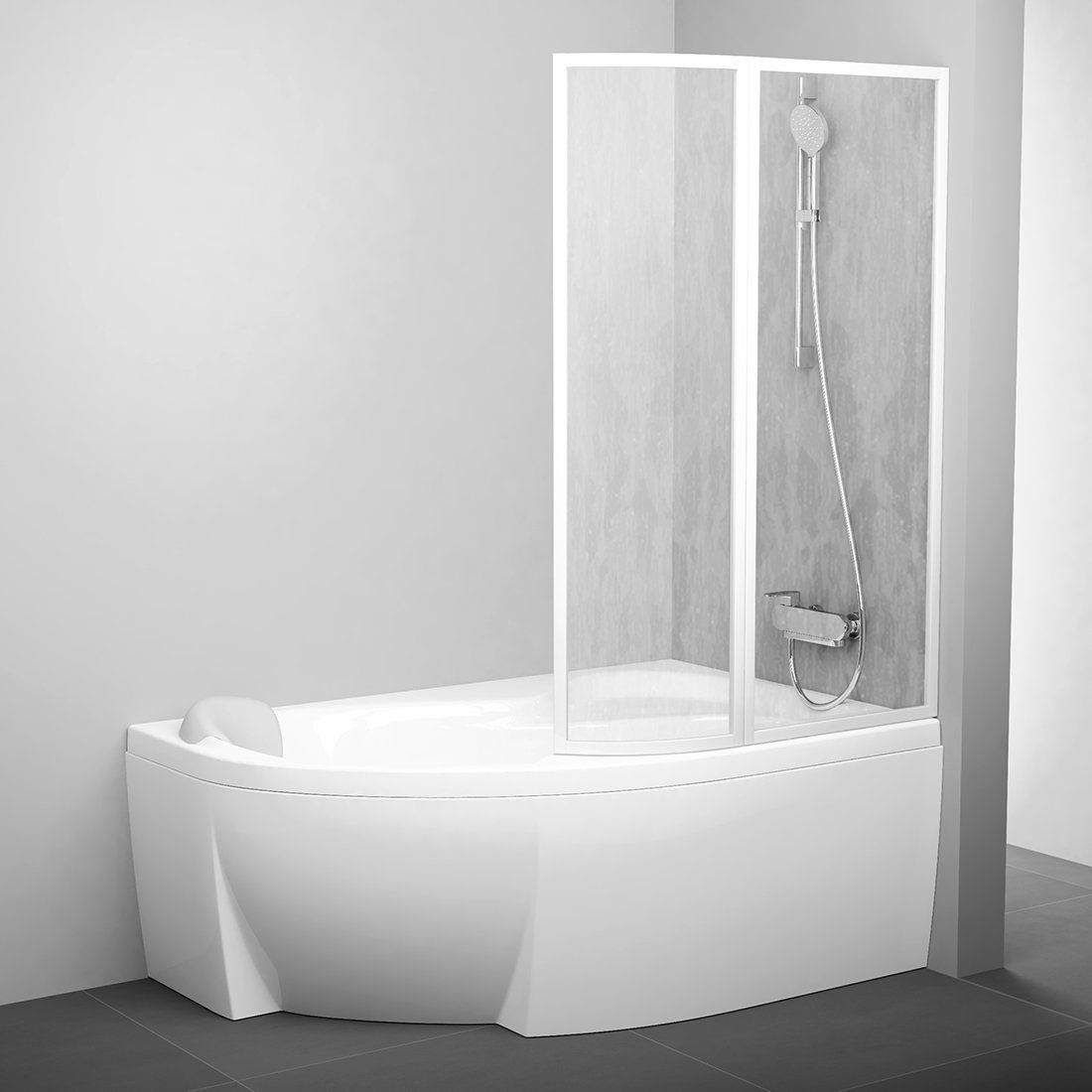 Ravak Rosa paroi de baignoire 90 cm deux pièces blanc brillant/matière plastique 76P7010041