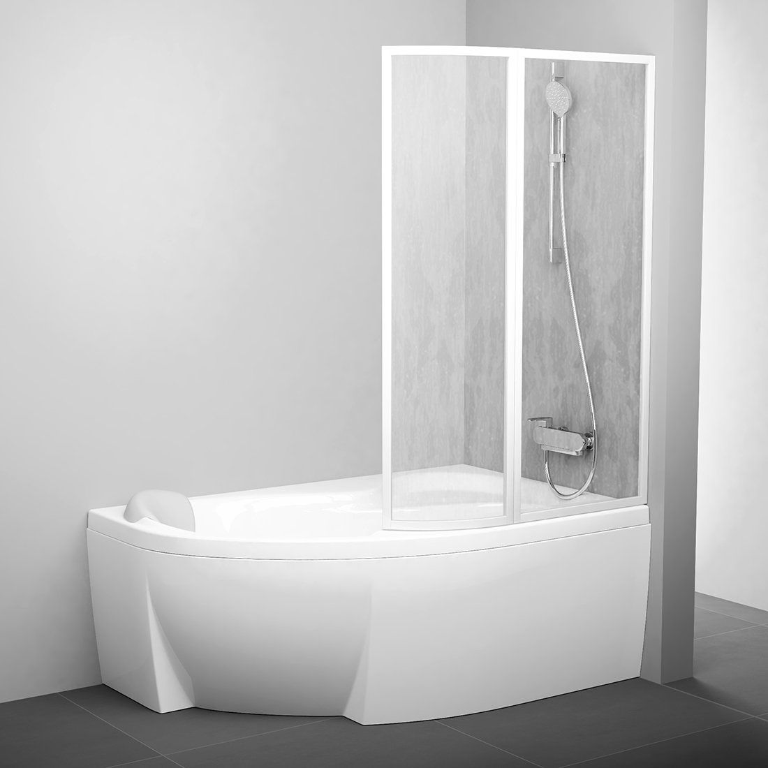 Ravak Rosa paroi de baignoire 99 cm deux pièces blanc brillant/matière plastique 76P9010041