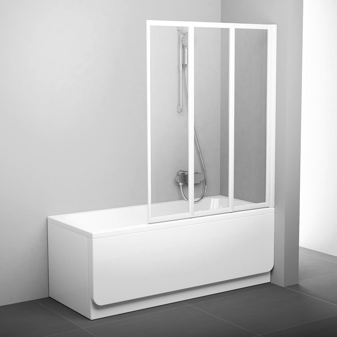 Ravak Supernova paroi de baignoire 115 cm trois pièces blanc brillant/verre transparent 795S0100Z1