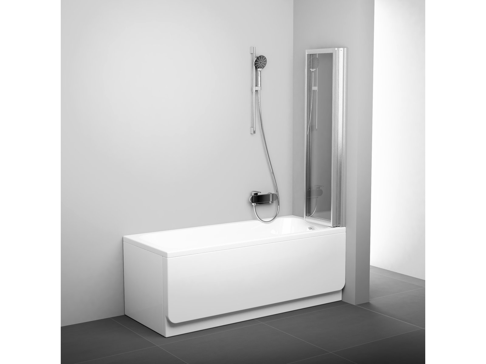 Ravak Supernova paroi de baignoire 100 cm trois pièces satin mat/verre transparent 795V0U00Z1