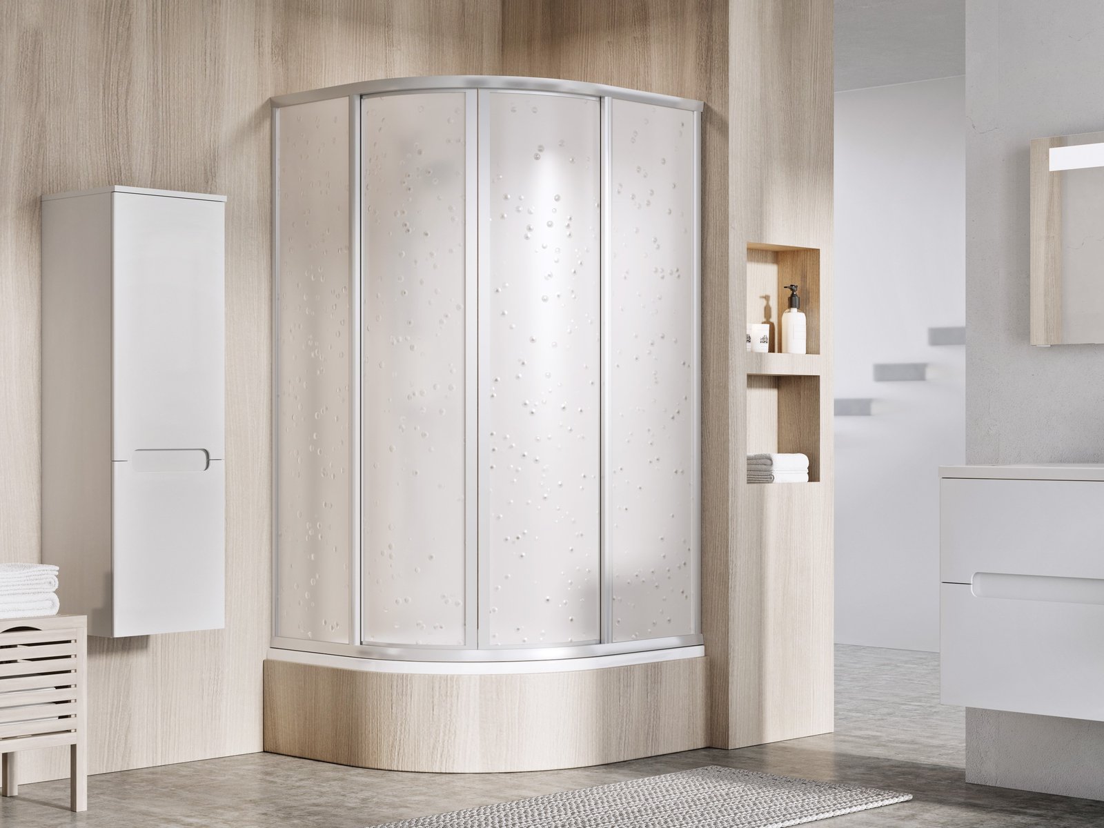 Ravak Runway cabine de douche 80x80 cm semi-circulaire satin mat/polystyrène 31144VU0011