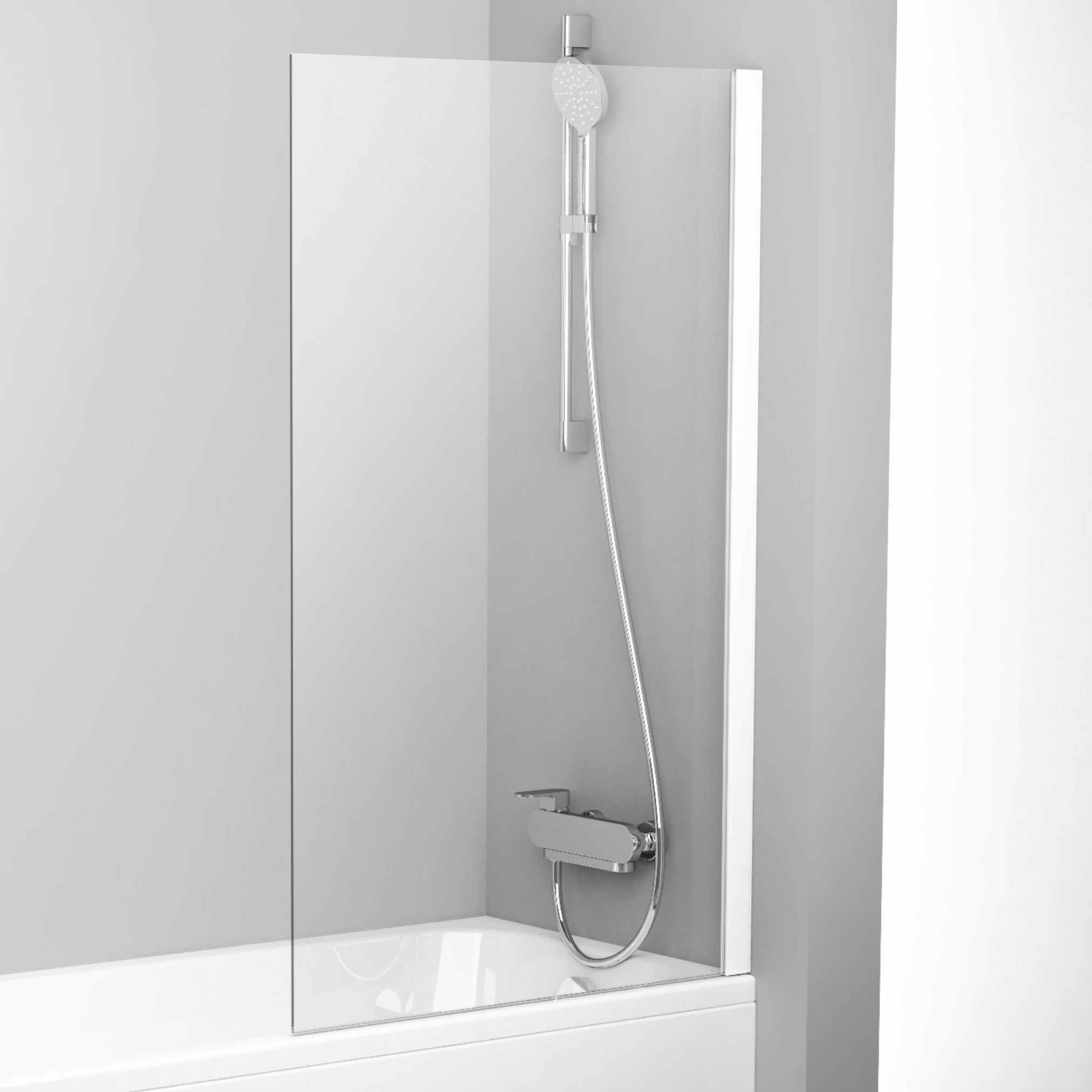 Ravak Pivot paroi de baignoire 80 cm monobloc blanc brillant/verre transparent 79840100Z1