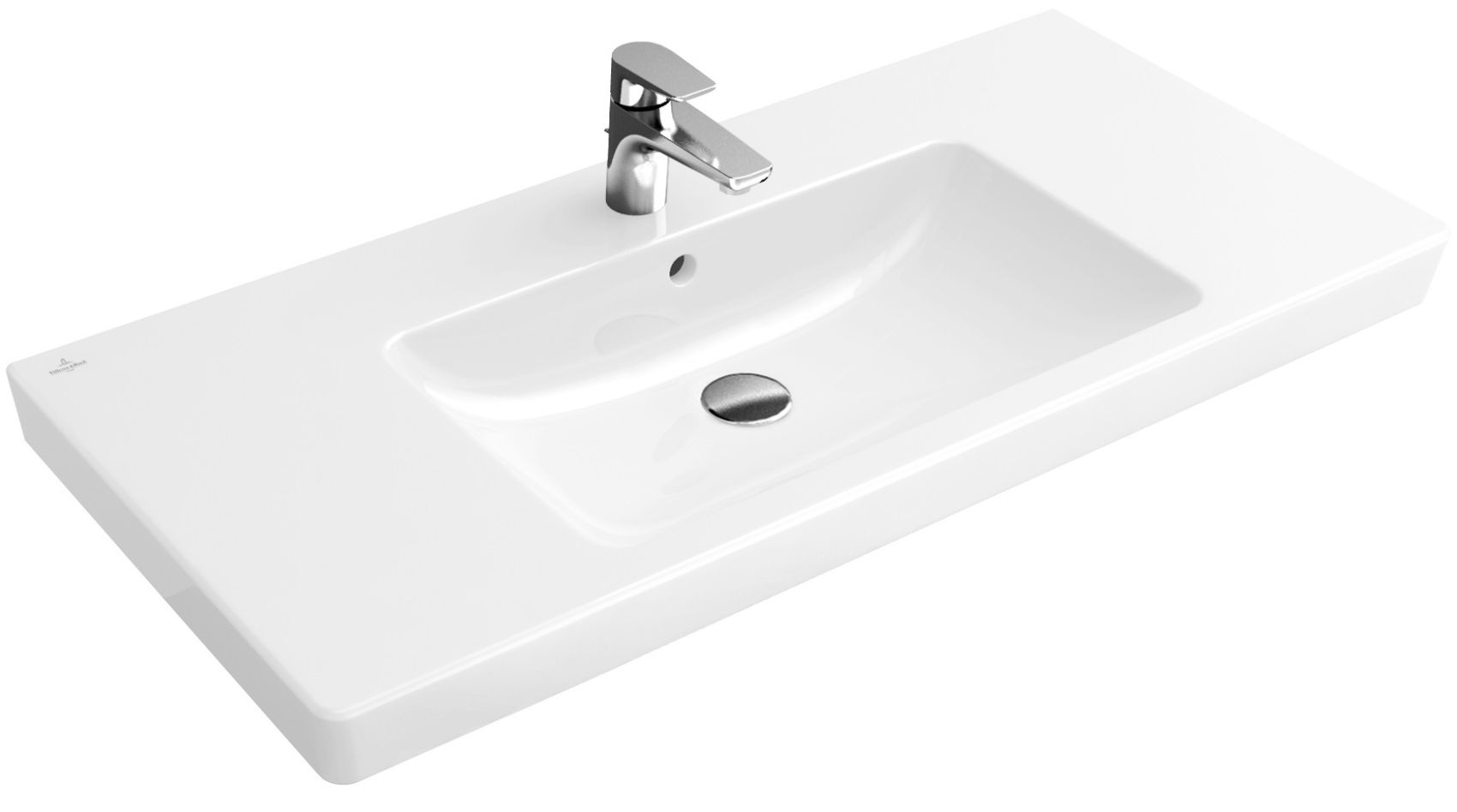 Villeroy & Boch Subway 2.0 lavabo 100x47 cm rectangulaire classique-de meuble-avec plateau blanc 7175A001