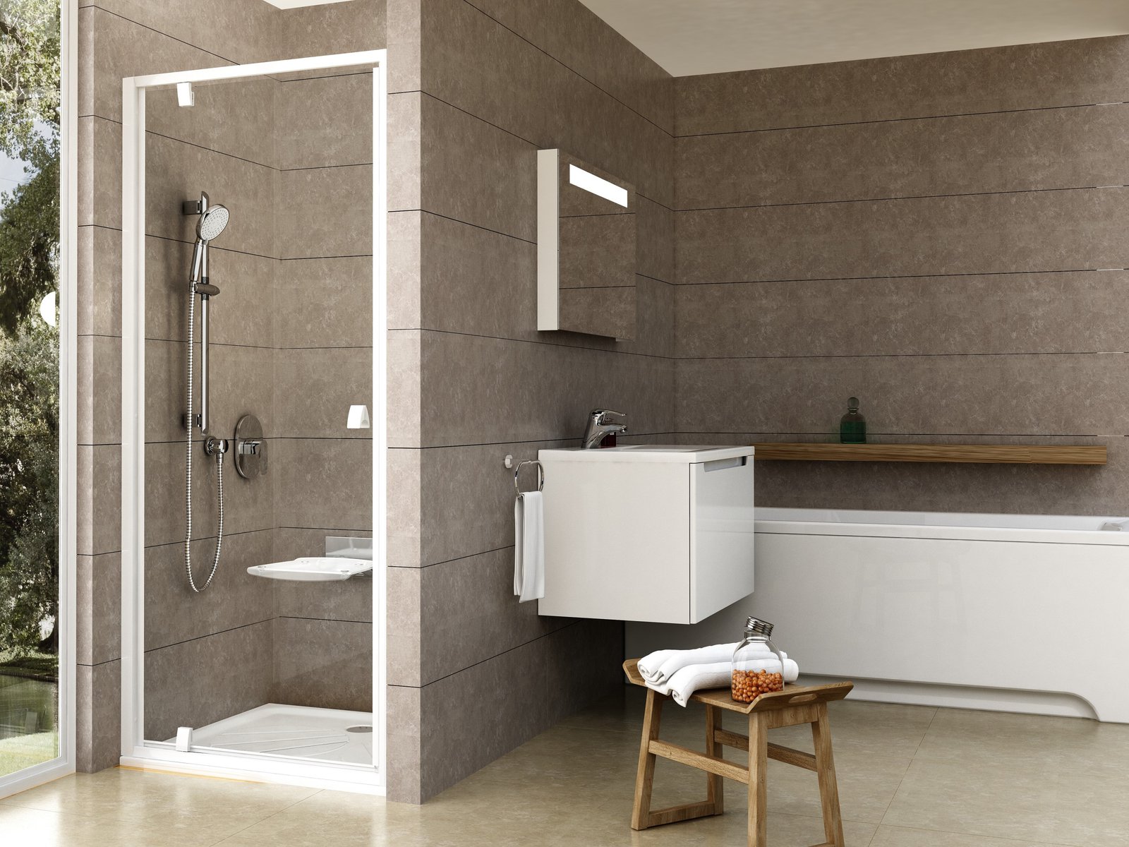 Ravak Pivot porte de douche 80 cm à ouverture basculante blanc brillant/verre transparent 03G40101Z1