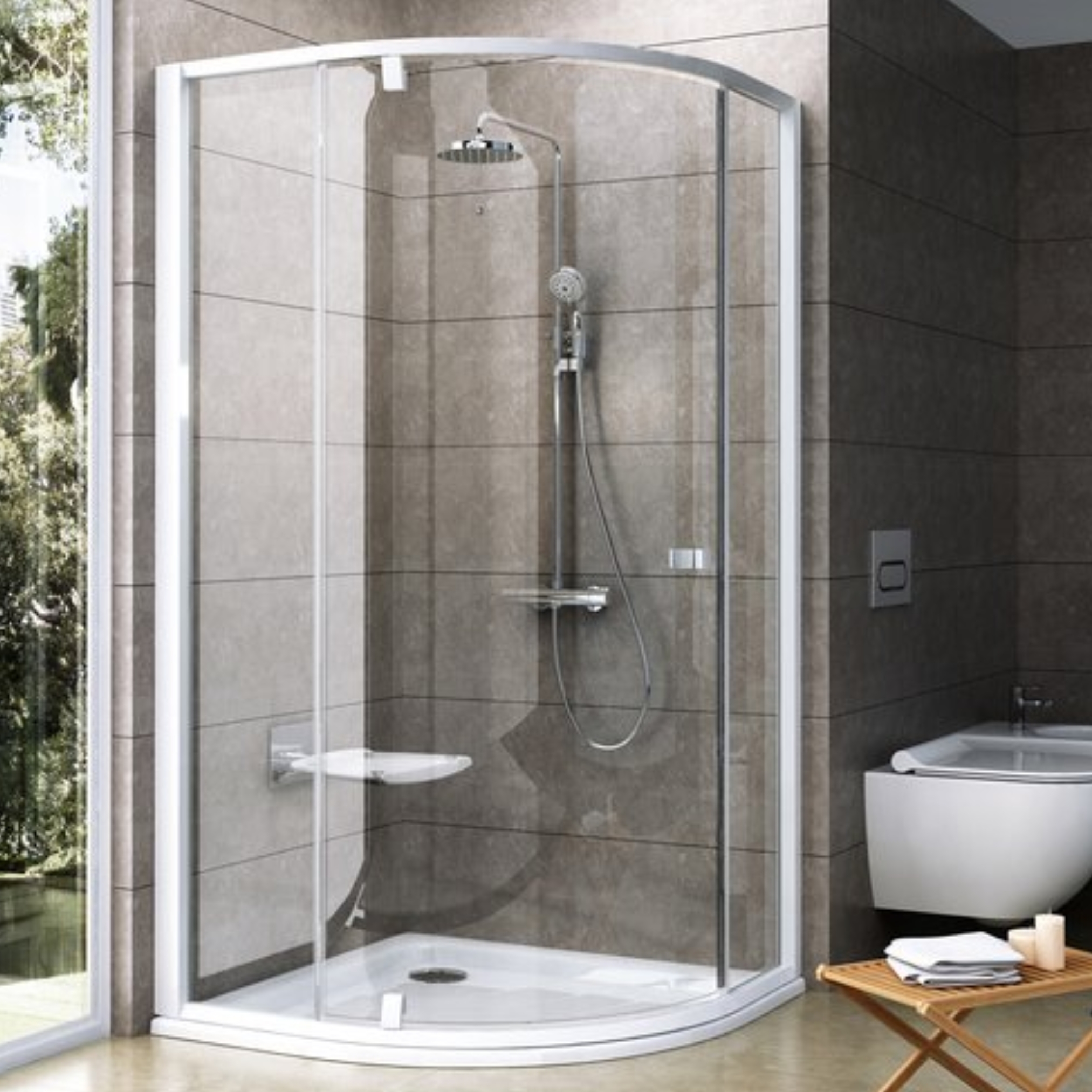 Ravak Pivot cabine de douche 100x100 cm semi-circulaire blanc brillant/verre transparent 376AA101Z1