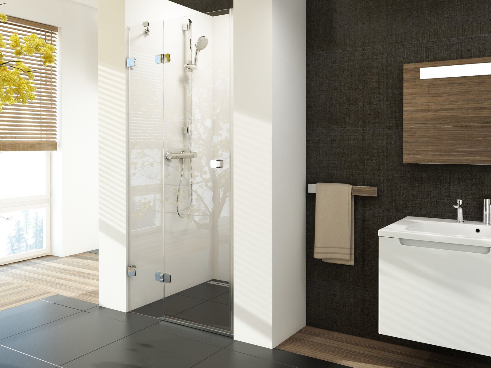 Ravak Brillant porte de douche 90 cm à ouverture basculante chrome brillant/verre transparent 0UL7AA00Z1