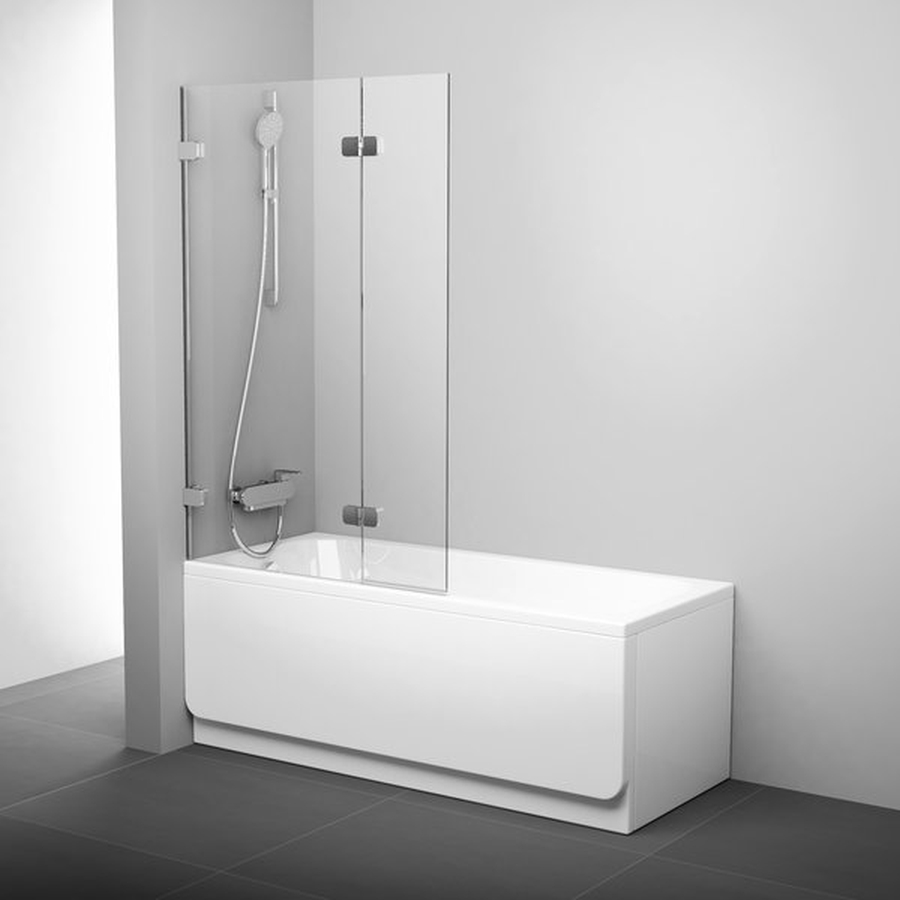 Ravak Brillant paroi de baignoire 100 cm deux pièces chrome brillant/verre transparent 7ULA0A00Z1