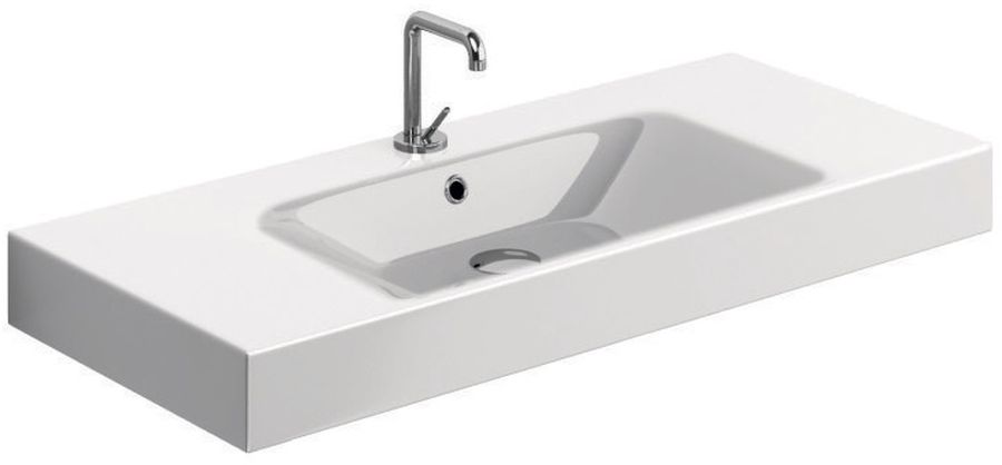 Kerasan Cento lavabo 100x45 cm rectangulaire classique-à poser-avec plateau blanc 355001
