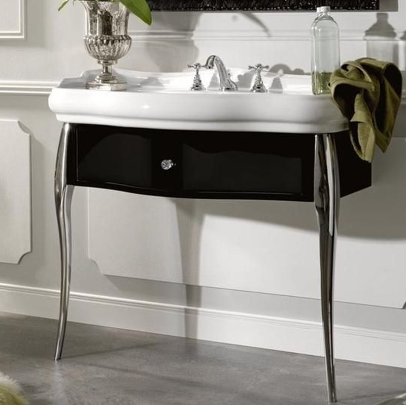 Kerasan Retro armoire 90x40x77 cm sous-lavabo sur pied noir 7363K3