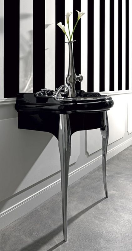 Kerasan Retro armoire 73x53x77 cm sous-lavabo sur pied noir-doré 7362K3