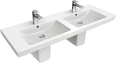Villeroy & Boch Subway 2.0 lavabo 130x47 cm rectangulaire classique-de meuble-avec plateau-double blanc 7175D0R1