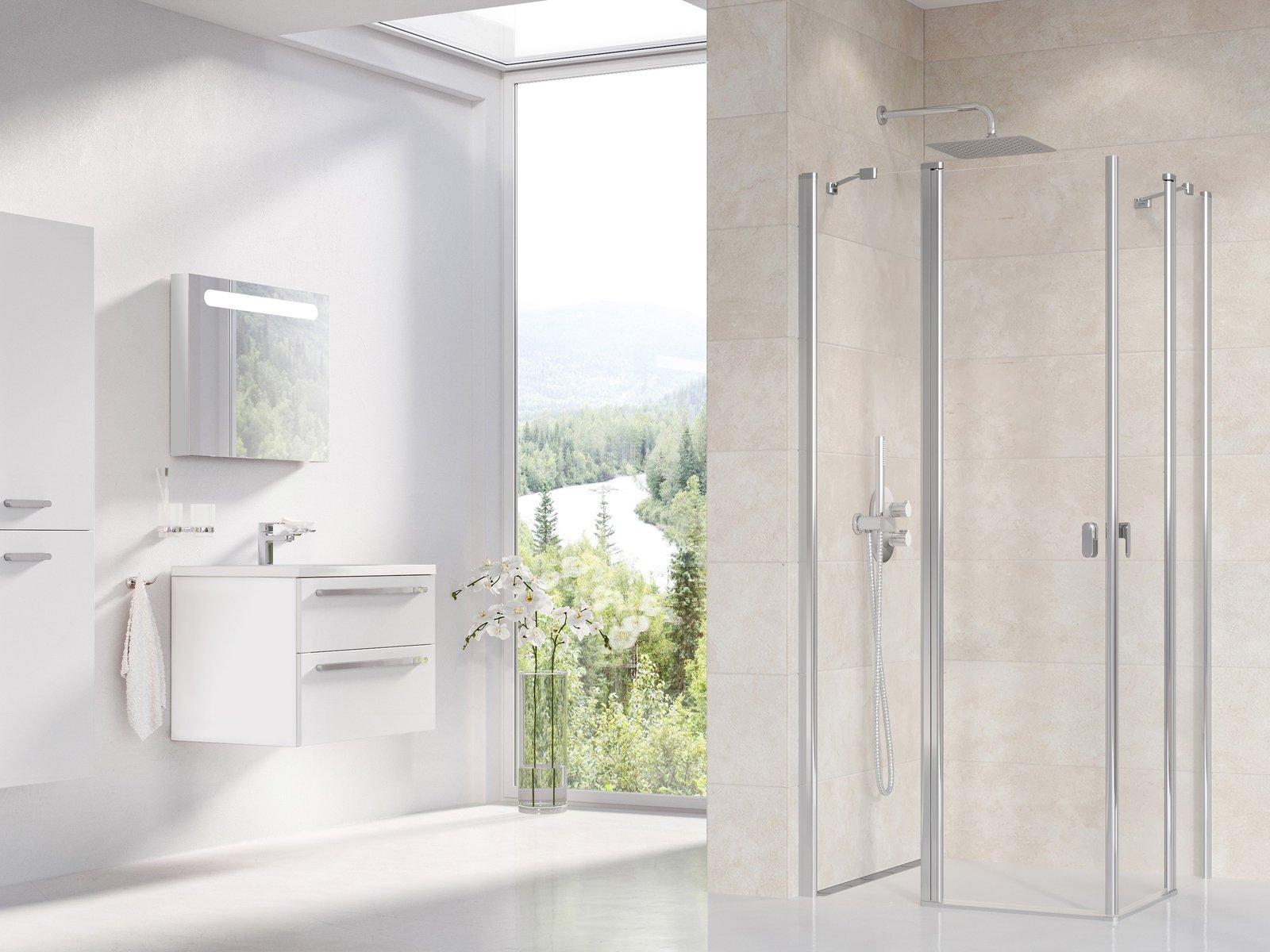 Ravak Chrome porte de douche 80 cm à ouverture basculante aluminium brillant/verre transparent 1QV40C00Z1