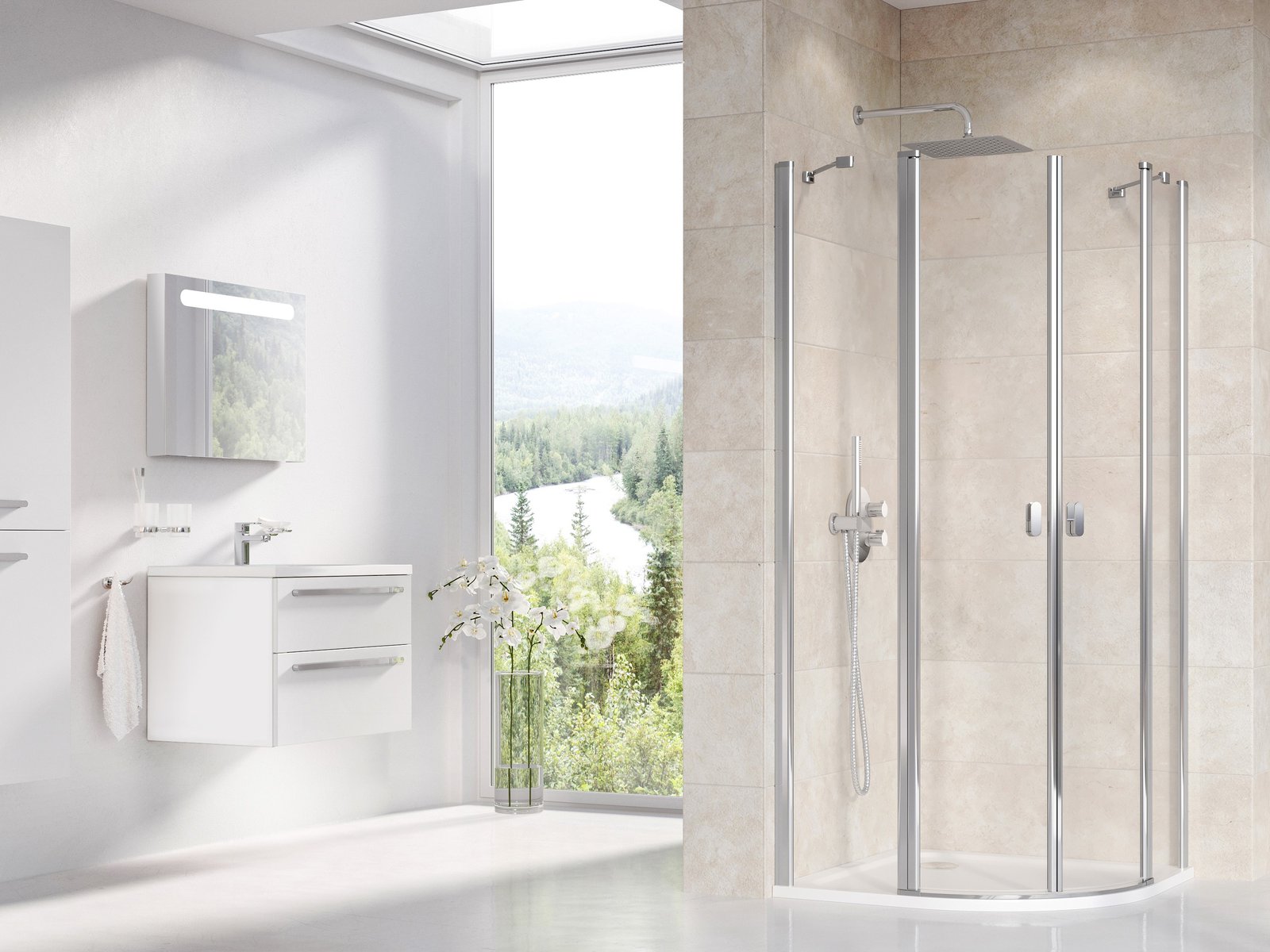 Ravak Chrome cabine de douche 80x80 cm semi-circulaire aluminium brillant/verre transparent 3Q140C00Z1
