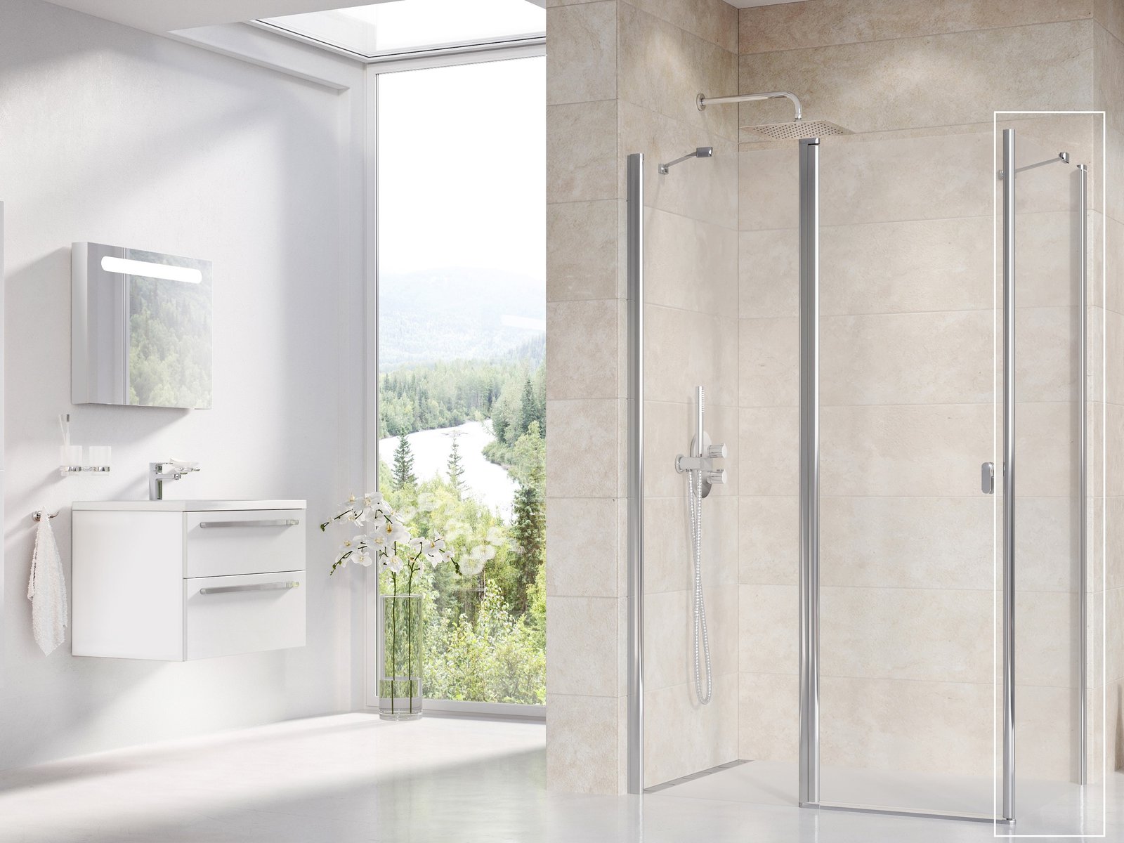 Ravak Chrome paroi de douche 90 cm aluminium brillant/verre transparent 9QV70C00Z1