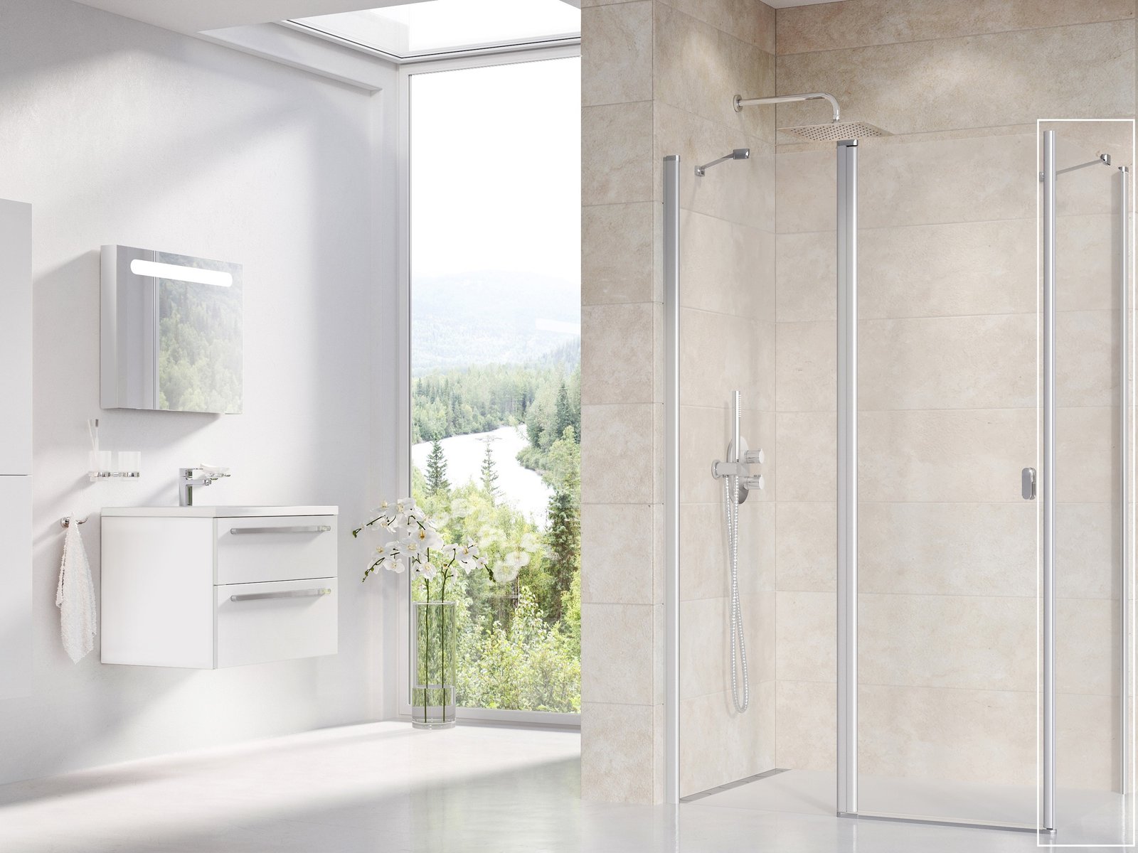 Ravak Chrome paroi de douche 100 cm satin mat/verre transparent 9QVA0U00Z1