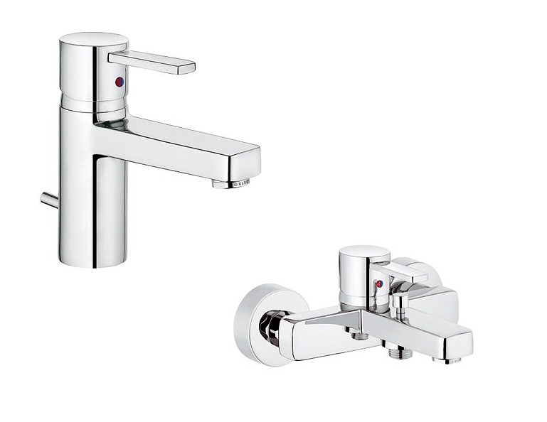 Set mitigeur de lavabo Kludi Zenta 382600575, mitigeur bain-douche Kludi Zenta 386700575