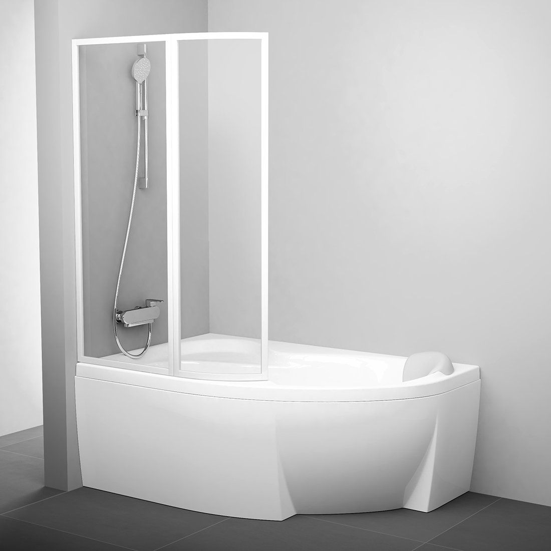 Ravak Rosa paroi de baignoire 93 cm deux pièces blanc brillant/verre transparent 76L80100Z1