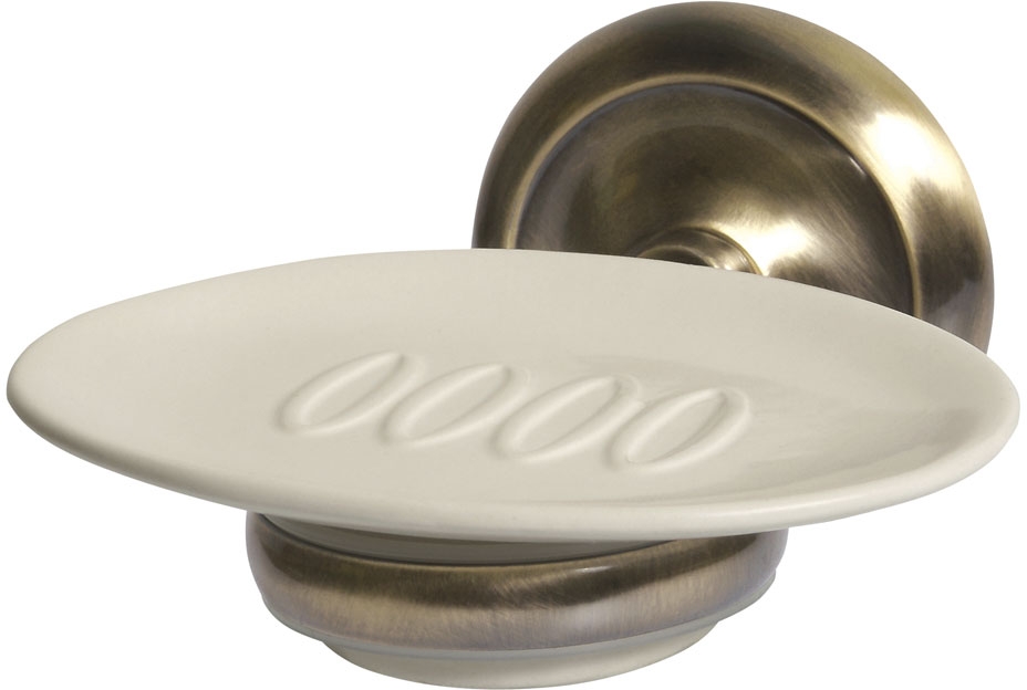 BISK Deco porte-savon mural blanc-laiton 00405