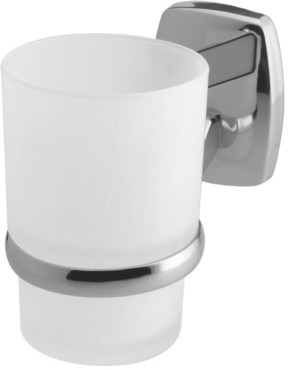 BISK Oregon gobelet pour brosse à dents blanc-chrome 79707