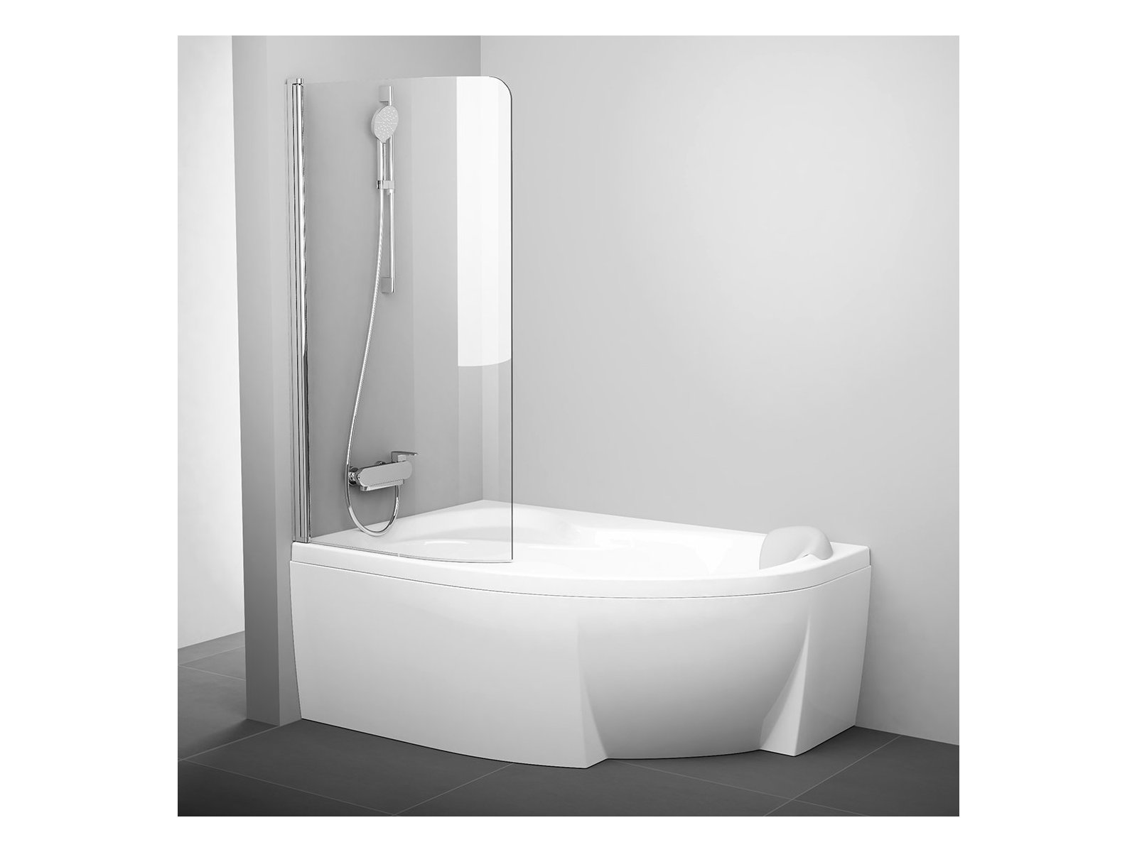 Ravak Rosa paroi de baignoire 85 cm monobloc aluminium brillant/verre transparent 7QLM0C00Y1
