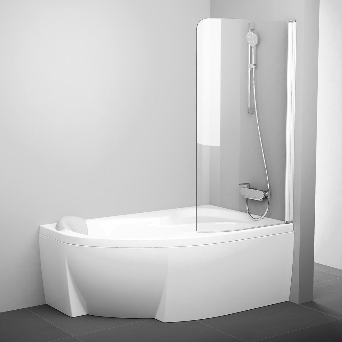 Ravak Rosa paroi de baignoire 100 cm monobloc blanc brillant/verre transparent 7QRS0100Y1