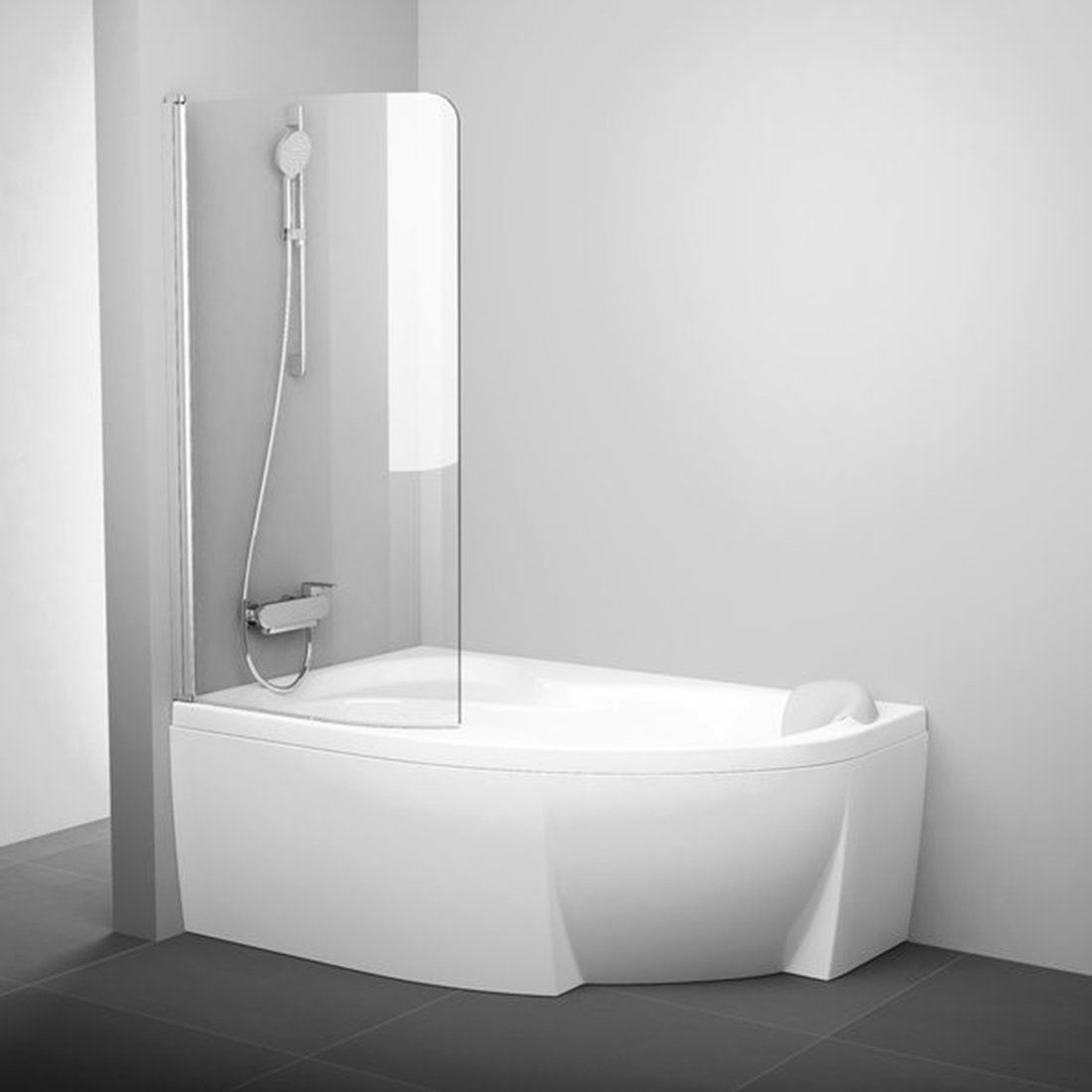 Ravak Rosa paroi de baignoire 100 cm monobloc satin mat/verre transparent 7QLS0U00Y1