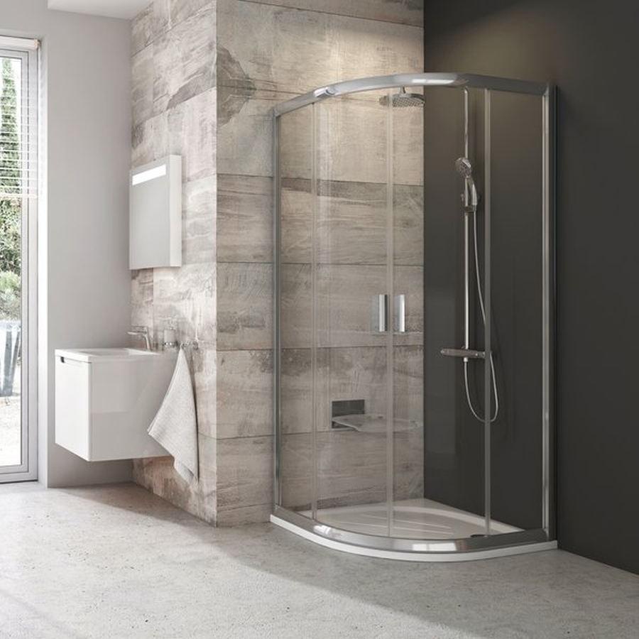Ravak Blix cabine de douche 80x80 cm semi-circulaire aluminium brillant/verre à motif 3B240C00ZG