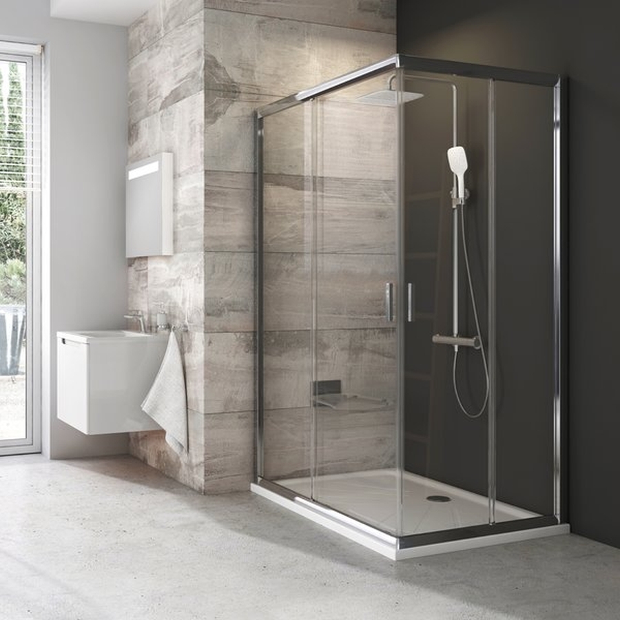 Ravak Blix porte de douche 90 cm coulissant satin mat/verre à motif 1XV70U00ZG