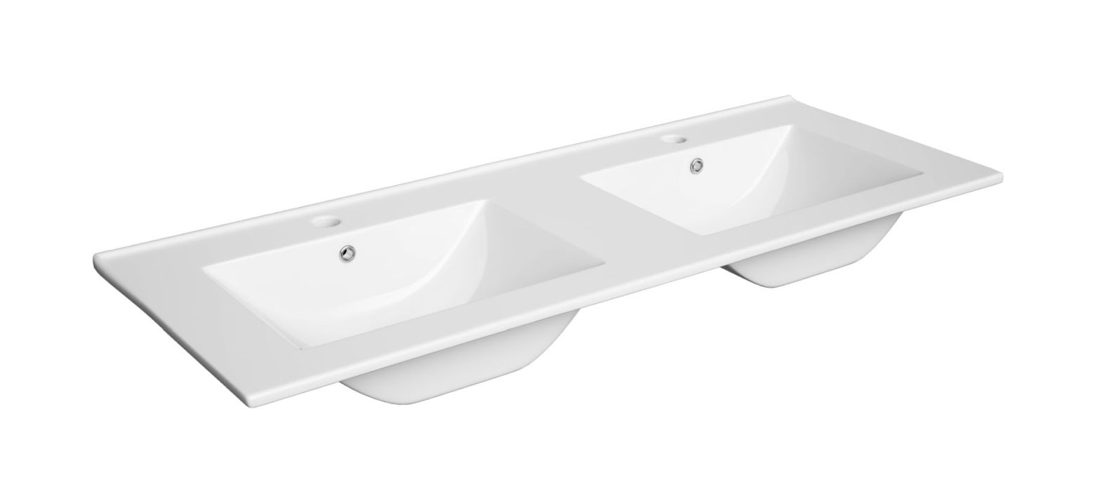 Defra Plan lavabo 120x46 cm rectangulaire de meuble-double blanc 1728