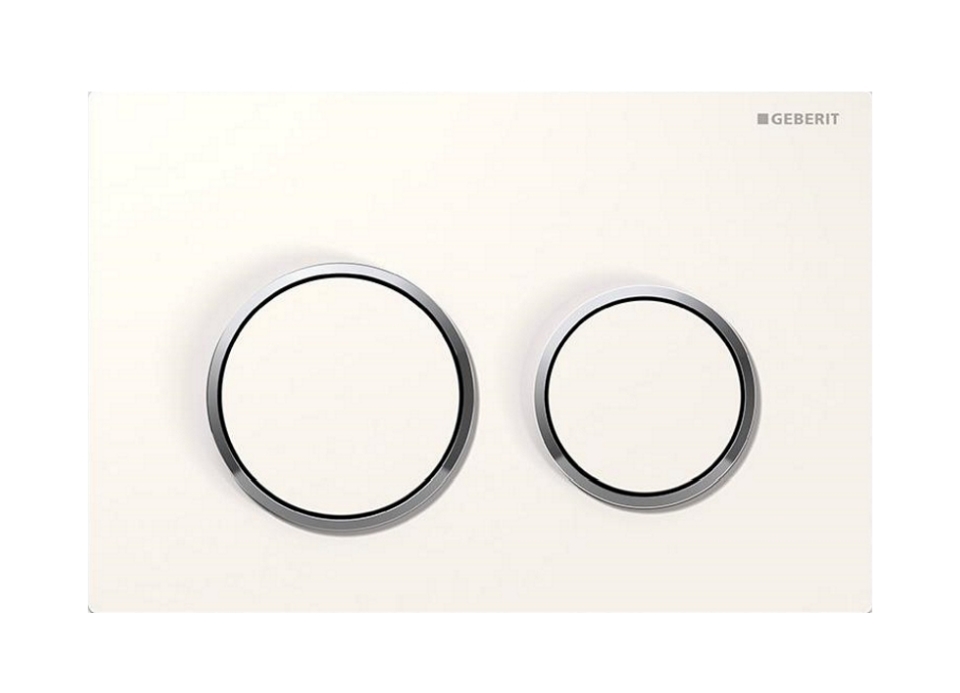 Geberit Omega20 bouton de chasse d'eau pour WC chrome brillant-blanc 115.085.KJ.1