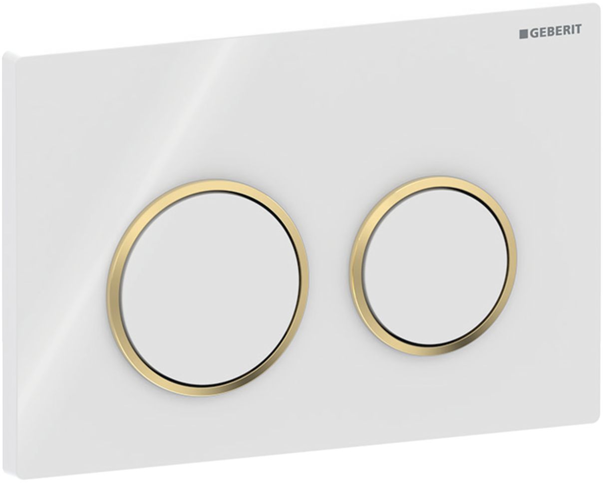 Geberit Omega20 bouton de chasse d'eau pour WC blanc-doré 115.085.KK.1