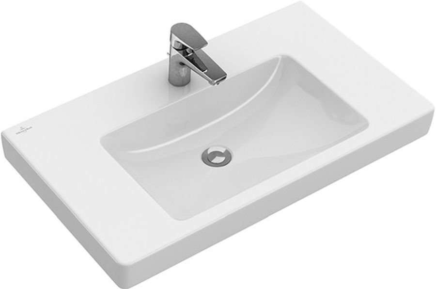 Villeroy & Boch Subway 2.0 lavabo 80x47 cm rectangulaire classique-de meuble-avec plateau blanc brillant 71758GR1