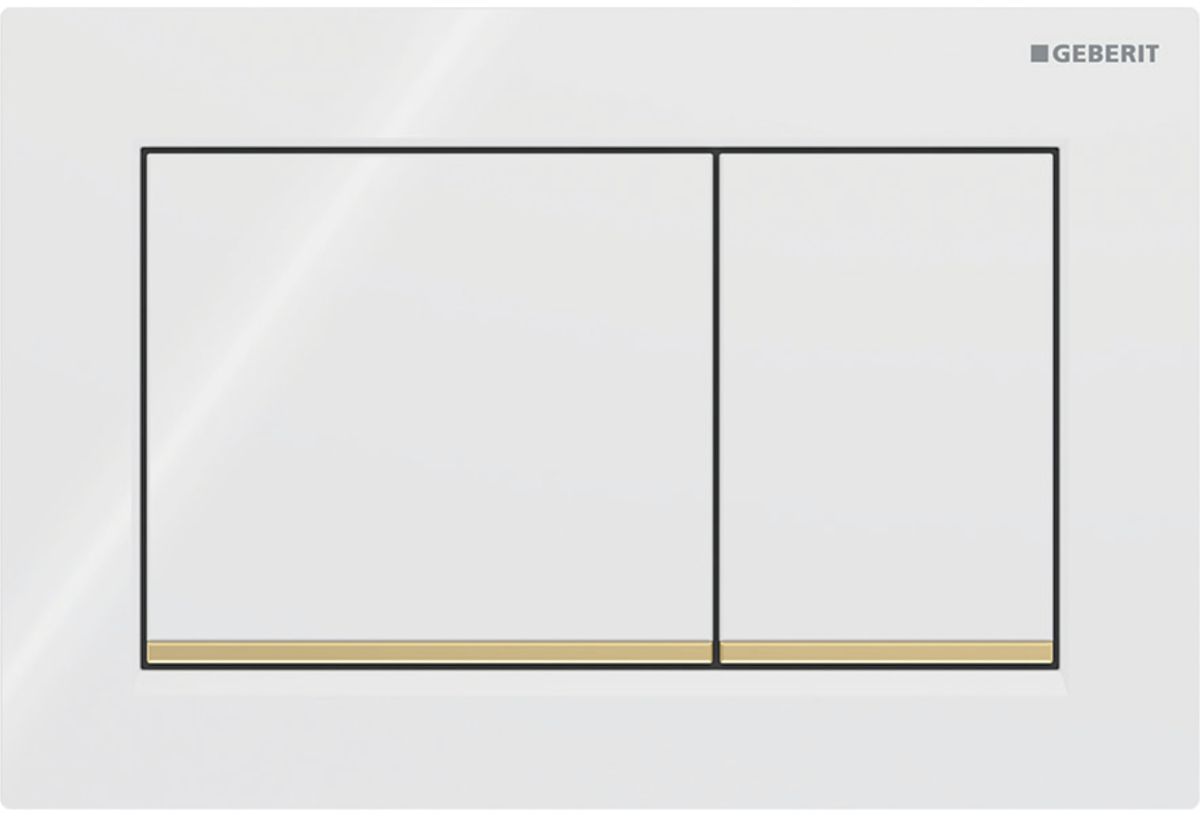 Geberit Omega20 bouton de chasse d'eau pour WC blanc-doré 115.080.KK.1