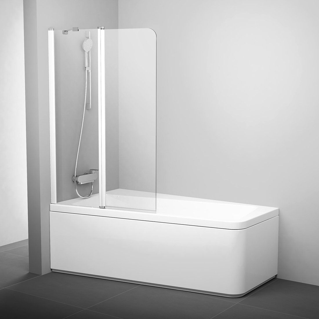 Ravak 10° paroi de baignoire 99 cm deux pièces blanc brillant/verre transparent 7QLA0103Z1