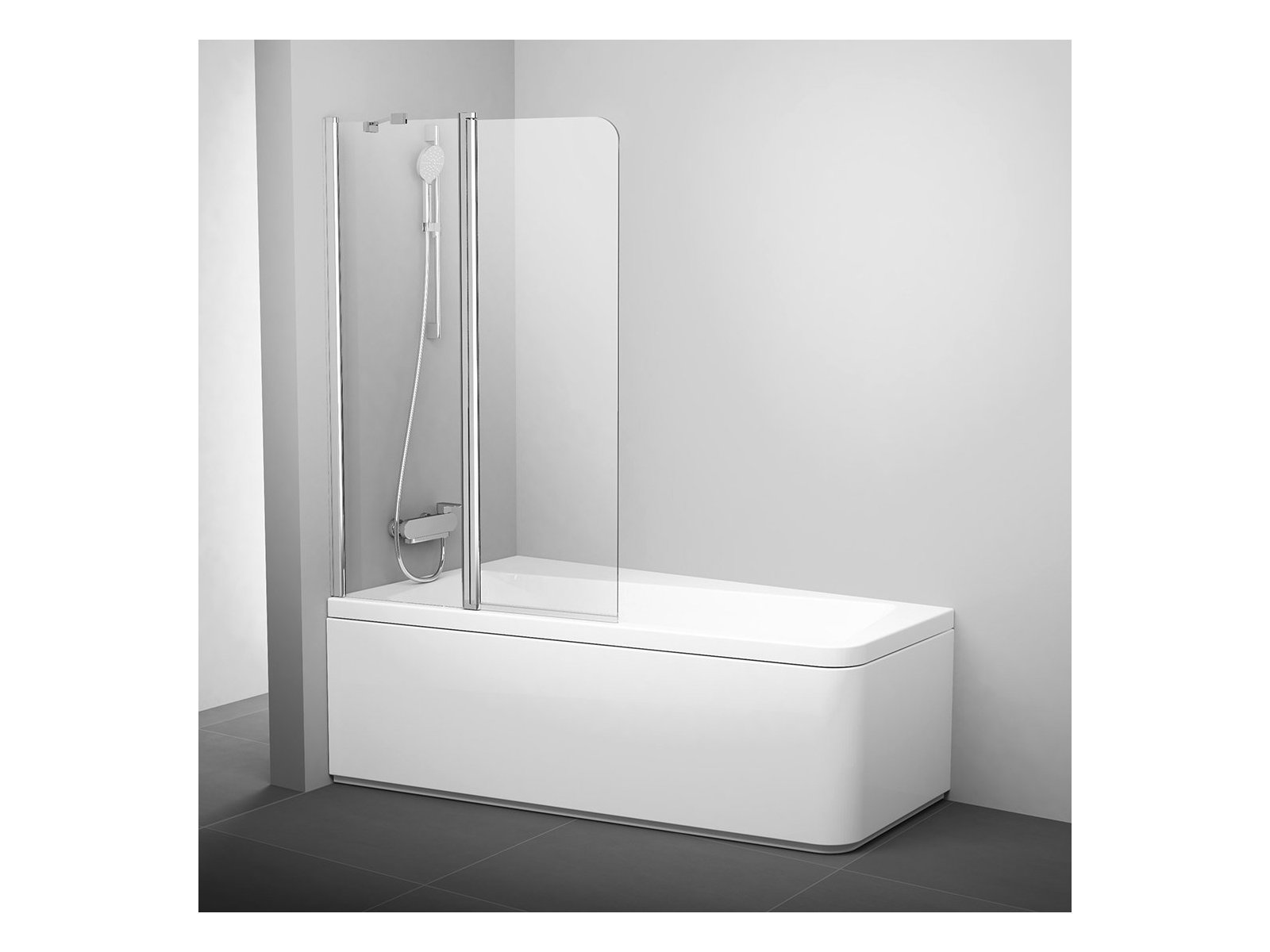 Ravak 10° paroi de baignoire 100 cm deux pièces aluminium brillant/verre transparent 7QLA0C03Z1