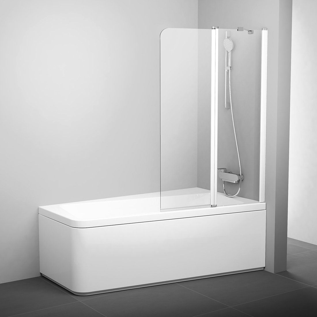 Ravak 10° paroi de baignoire 99 cm deux pièces blanc brillant/verre transparent 7QRA0103Z1