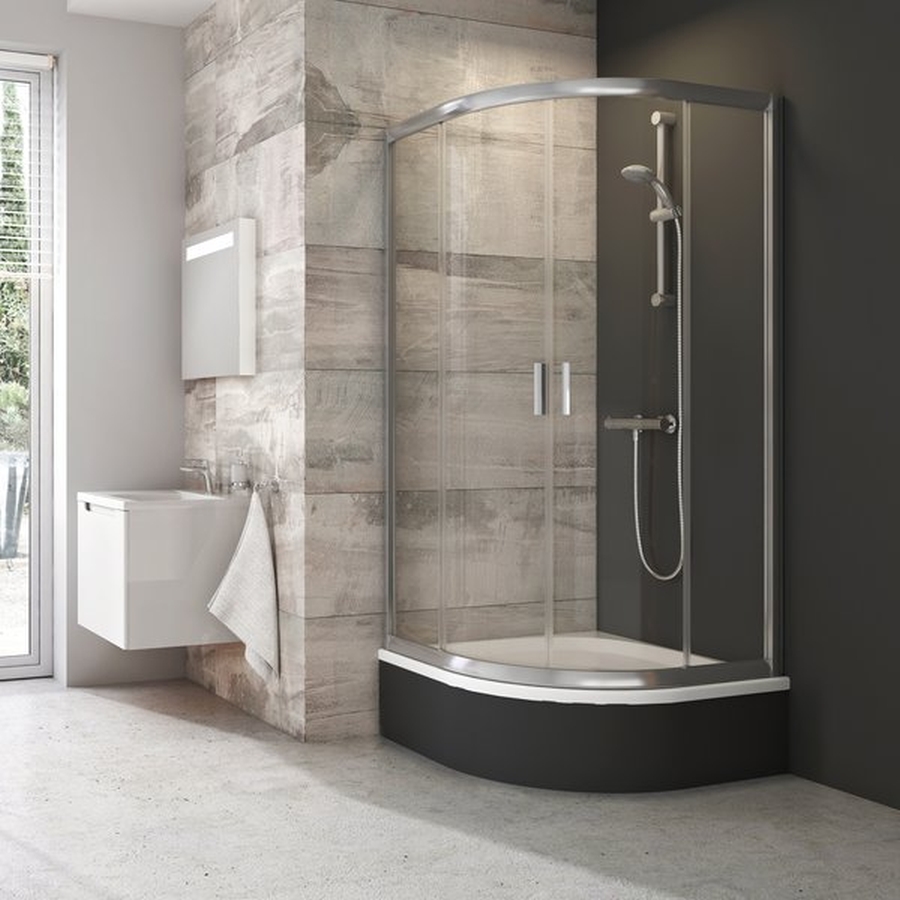 Ravak Blix cabine de douche 90x90 cm semi-circulaire aluminium brillant/verre à motif 3B270C40ZG