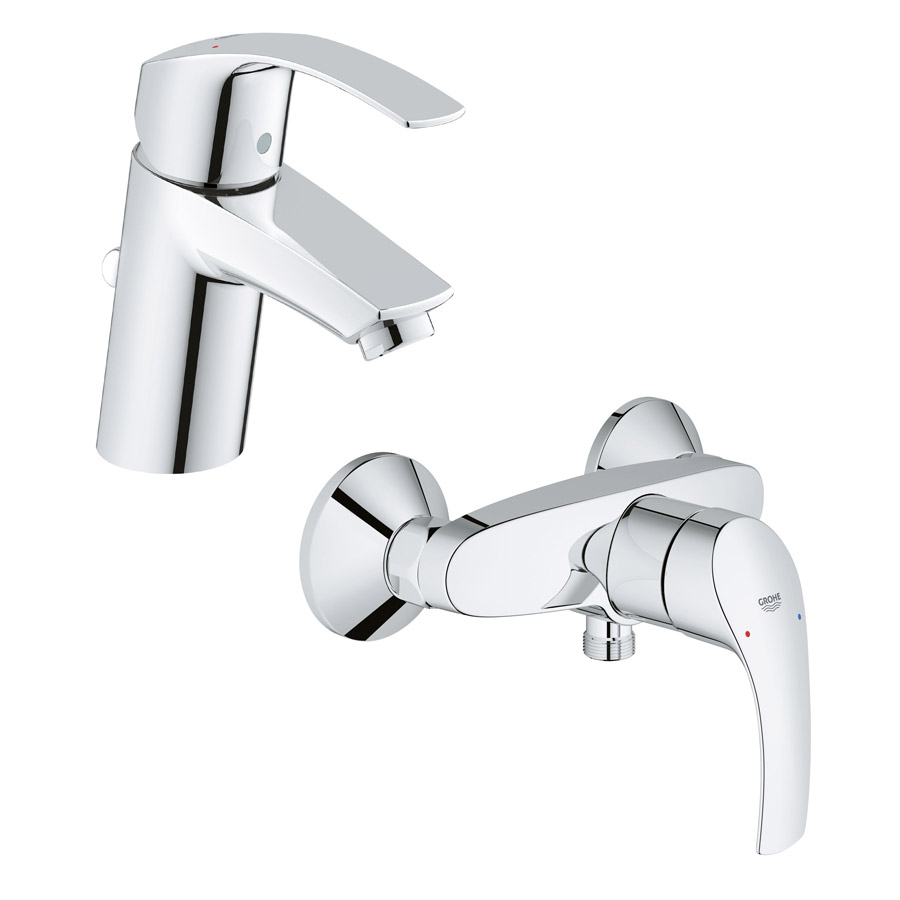 Set mitigeur de douche Grohe Eurosmart 33555002, mitigeur de lavabo Grohe Eurosmart 33265002