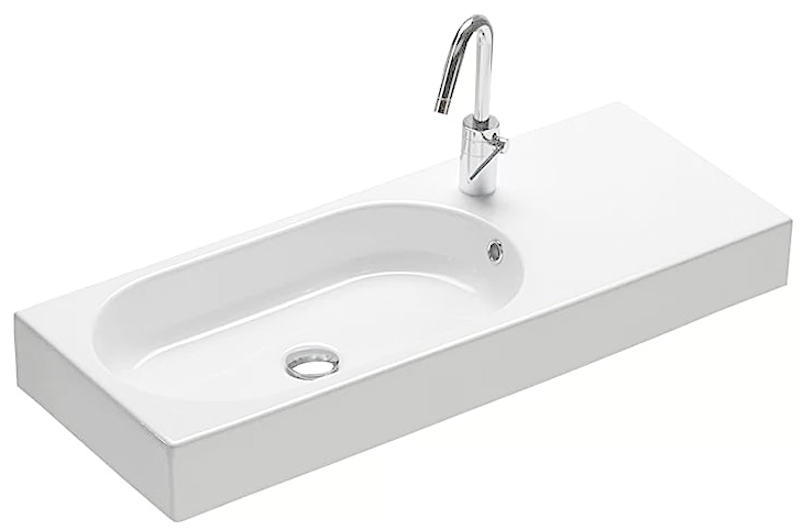 Hatria Area lavabo 90x35 cm rectangulaire classique-à poser-avec plateau blanc Y0UE01