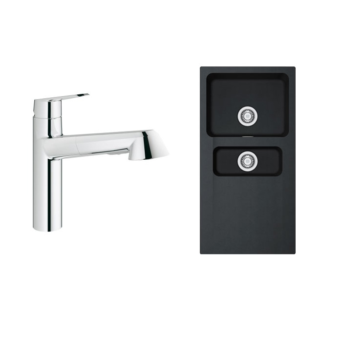 Set mitigeur de cuisine Grohe Eurodisc Cosmopolitan 32257002, évier Tectonite Franke Orion 114.0286.461