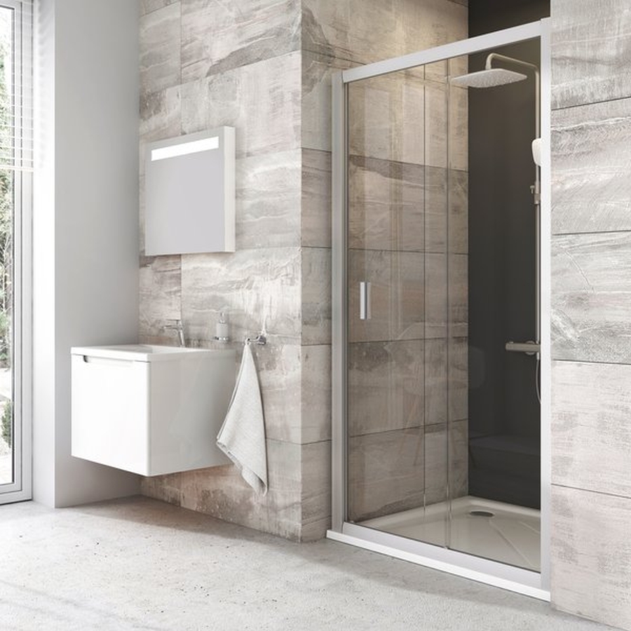 Ravak Blix porte de douche 120 cm coulissant aluminium brillant/verre à motif 0PVG0C00ZG