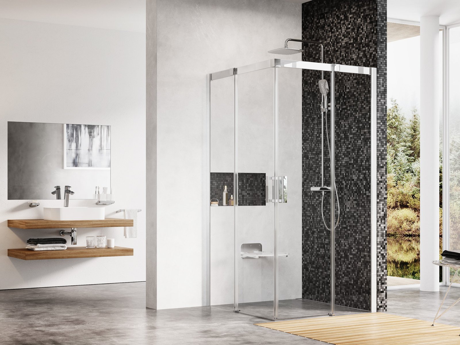 Ravak Matrix cabine de douche 90x90 cm carrée aluminium brillant/verre transparent 1WV77C00Z1