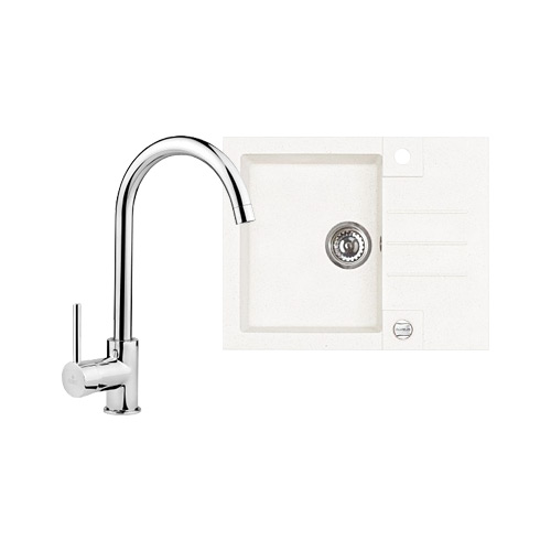 Set évier en granit Alveus Rock'n'Roll 1213011, mitigeur de cuisine Deante Aster BCA062M