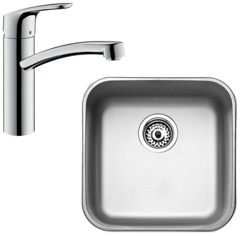 Set mitigeur de cuisine Hansgrohe Focus M41 31806000, évier en acier inoxydable Teka Be 10125005