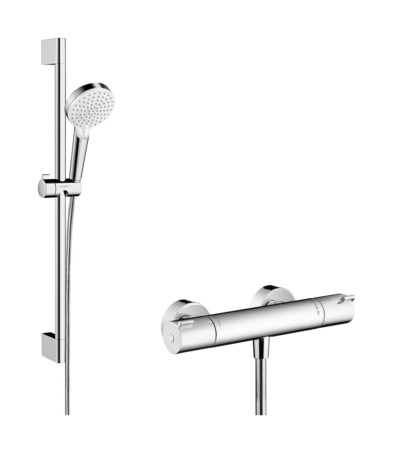 Hansgrohe Crometta ensemble de douche mural avec thermostat chrome-blanc 27812400