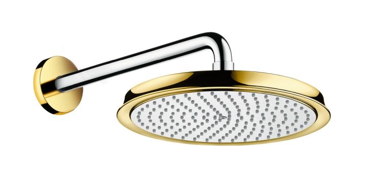 Hansgrohe Raindance douche à effet de pluie avec bras 24x24 cm ronde chrome-doré 27424090