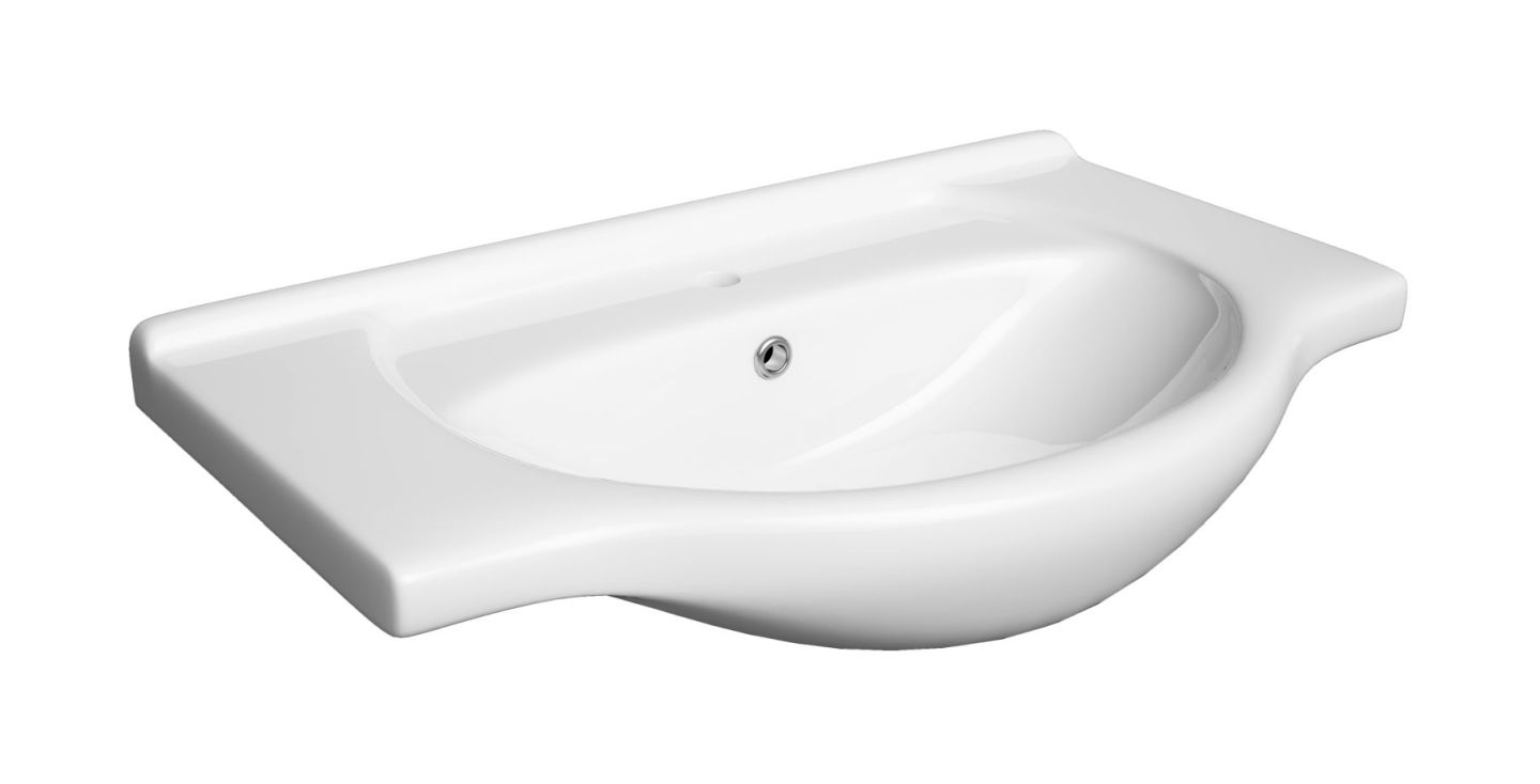 Defra Roberto lavabo 75x48 cm semi-circulaire de meuble blanc brillant 1523