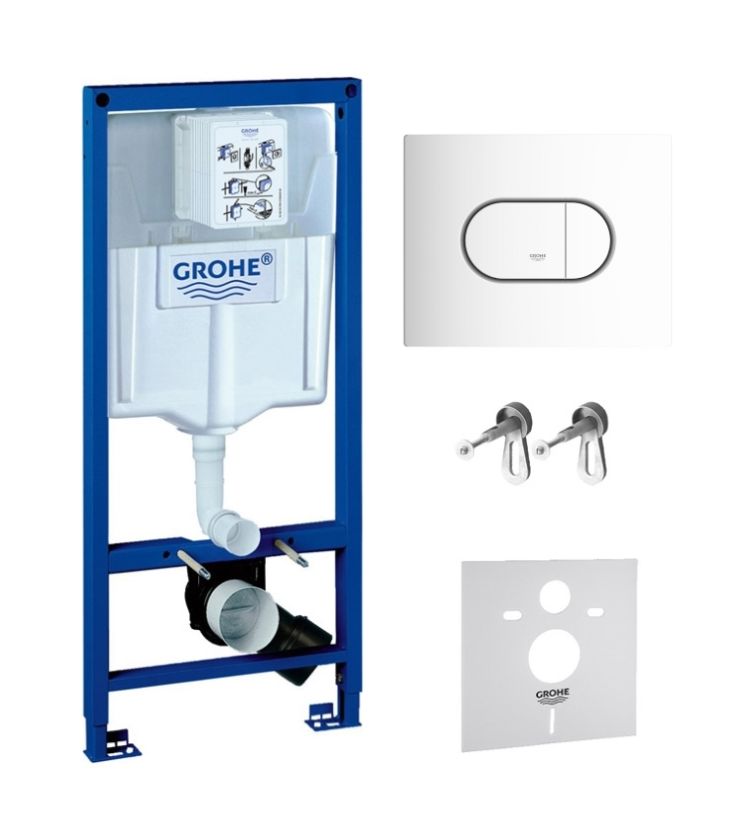 Set châssis encastré Grohe Rapid SL 38539001, bouton de chasse d'eau Grohe Arena 38858SH0